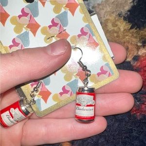 Handmade Budweiser can earrings